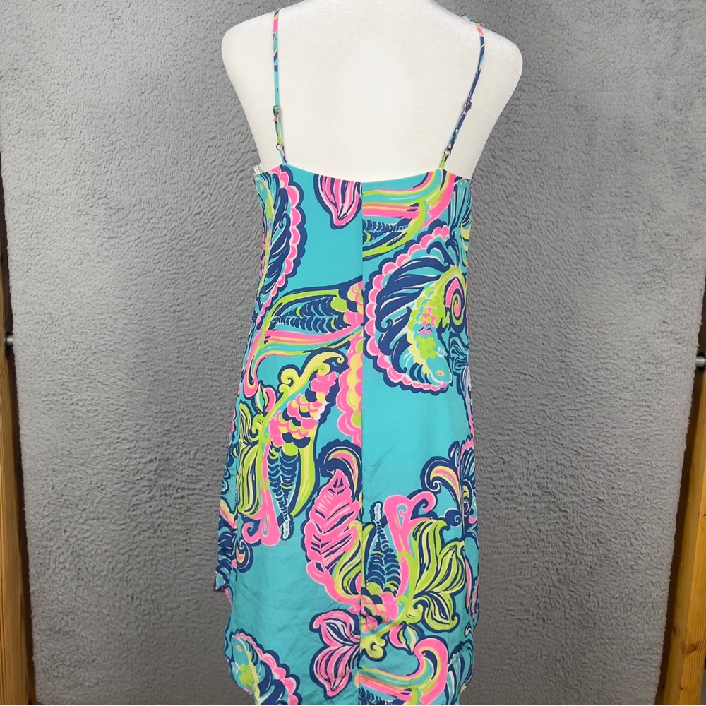 Lilly Pulitzer Silk Dress Womens XS Blue Bailey Sea Colorful Beach Lightweight - Picture 3 of 9